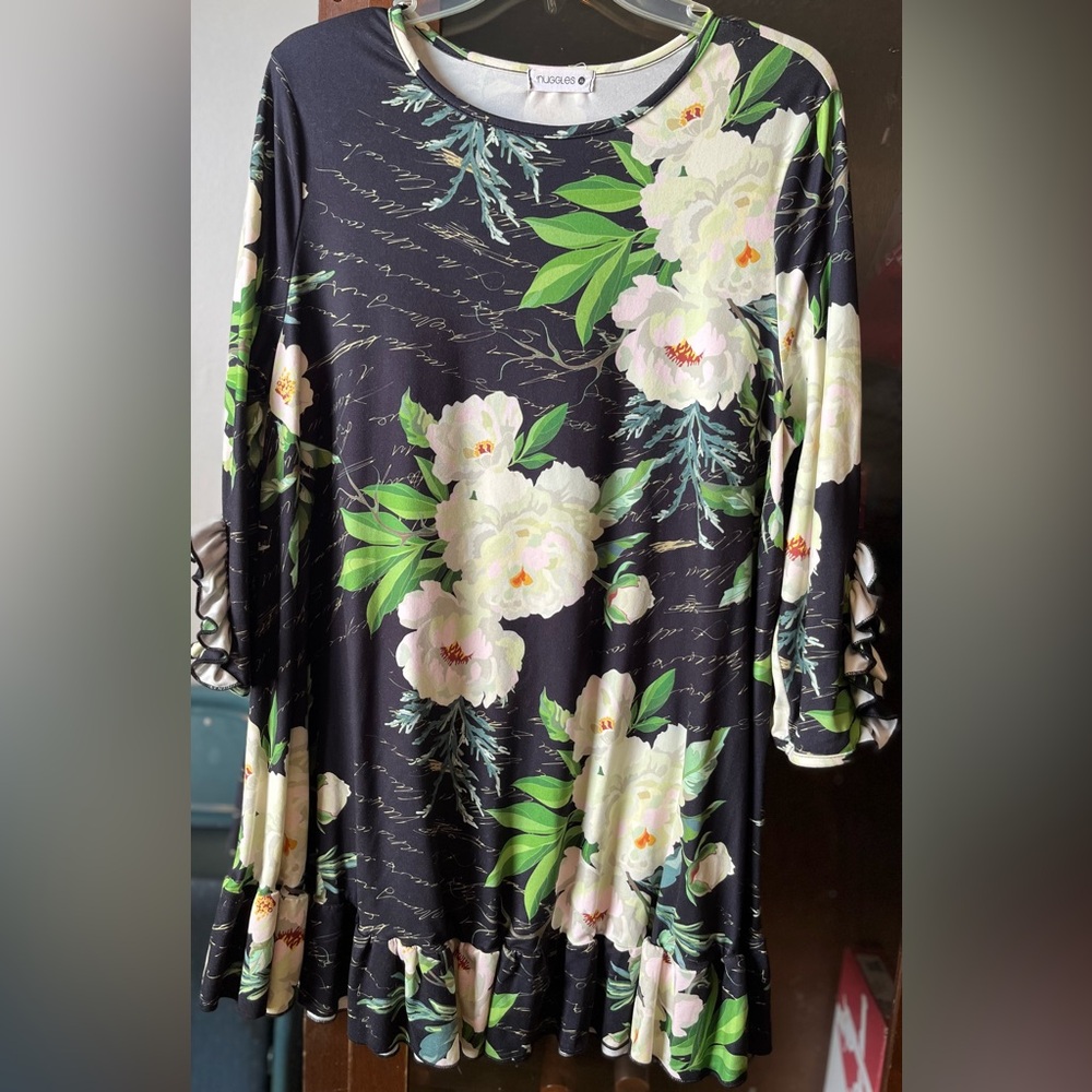 Nuggles Floral Black Tunic Top by Nuggles